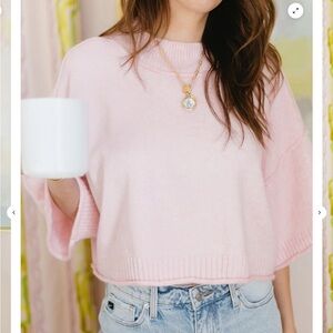 Vestique Pink Cropped mock neck Sweater